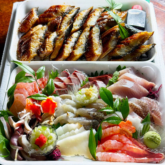 うなぎとおさしみ盛り合わせ【2〜3名様】10800円（送料込み）