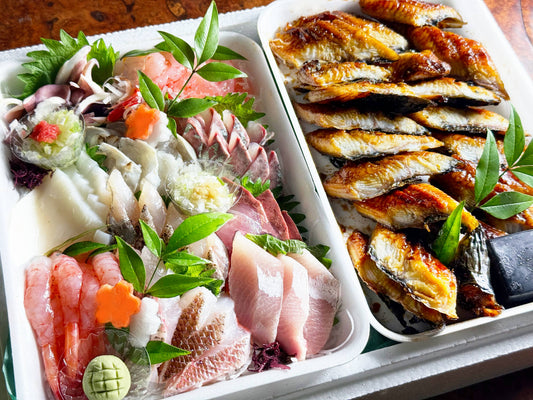 うなぎとおさしみ盛り合わせ【2〜3名様】10800円（送料込み）